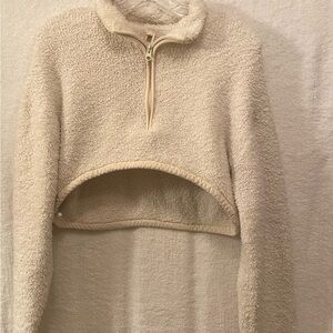 SKIMS Cream Fleece Cropped Sweater